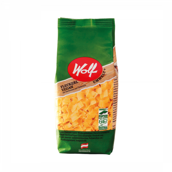 Wolf Fleckerl, aus Hartweizengrieß, vegan, Papierpackung, 500g